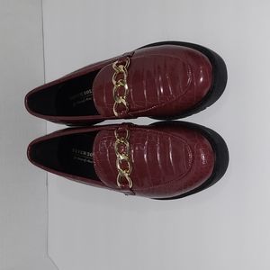 Fever Sole Burgundy Croc Embossed Lug Sole Loafer Sz 9.5